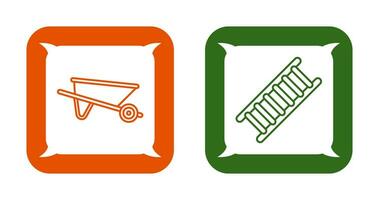 Wheelbarrow and ladder Icon vector