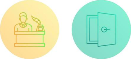 magistrado y puerta icono vector