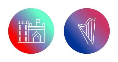 Castle with Flag and Harp Icon vector