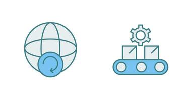 Earth and Conveyor Belt Icon vector