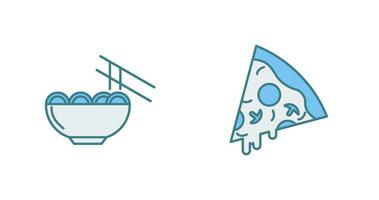 Chinese food and Pizza Icon vector