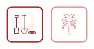 Gardening Tools and Palm tree Icon vector