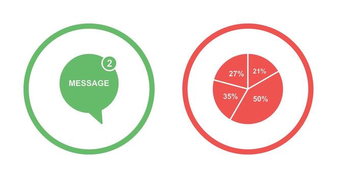 mensaje burbujas y tarta gráfico icono vector