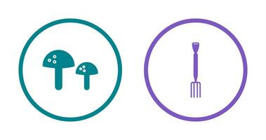 Mushrooms and Gardening Fork Icon vector