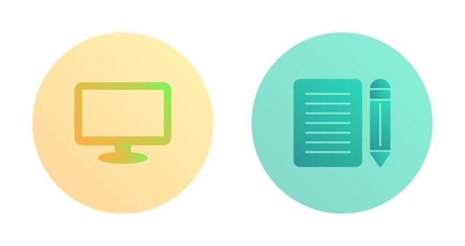 monitor y Nota icono vector