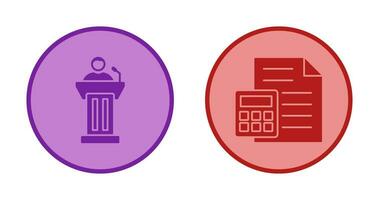 Podium and CalculatorSnack and Money Icon vector