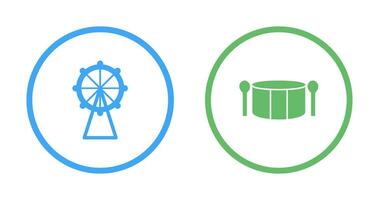 Ferris Wheel and Drum Icon vector