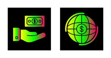 dinero y globo icono vector