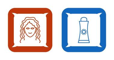 Sunblock Cream and Hair Curly Icon vector