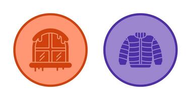 Window and Winter Clothes Icon vector