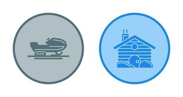 Snowmobile and Cabin Icon vector