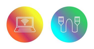 Connected Laptop and Internet Cable Icon vector