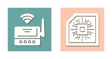 Wifi Router and Chip Icon vector