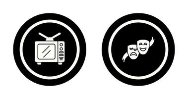 televisión y teatro mascaras icono vector