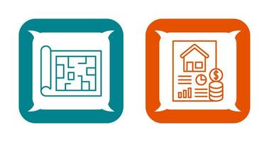 Blueprint and loan Icon vector