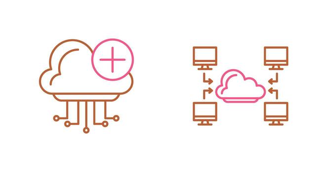 nube informática y computadora icono vector