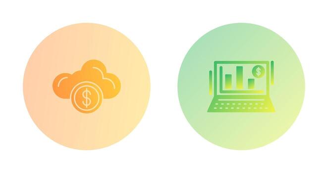 nube informática y bar gráfico icono vector