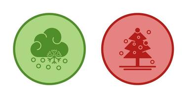 Snow Fall and Christmas Tree Icon vector