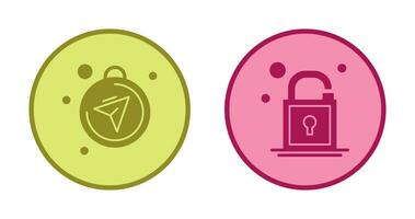 Compass and Open Lock Icon vector