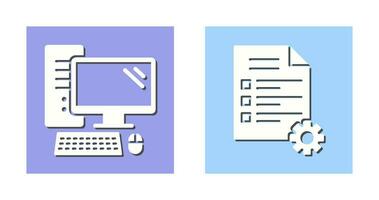 Computer and Test Icon vector