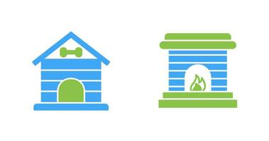 Dog House and Fireplace Icon vector