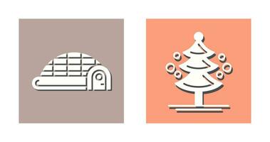 Igloo and Pine Tree Icon vector