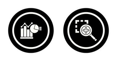 Bar Chat and Zoom In Icon vector