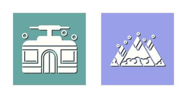 Mountain and Cable Car Icon vector