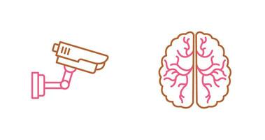 Security Camera and Brain Icon vector