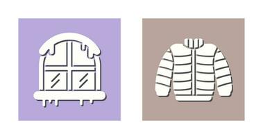 Window and Winter Clothes Icon vector