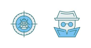 Bug Target and Hacker Icon vector