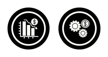 Chart Down and Settings Icon vector