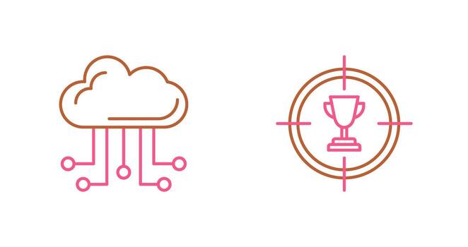 nube informática y objetivo icono vector