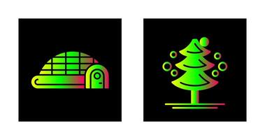 iglú y pino árbol icono vector