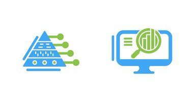 Pyramid Graph and Search Icon vector