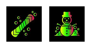 tabla de snowboard y monigote de nieve icono vector