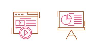 Video Content and Pie Chart Icon vector