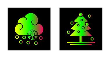 Snow Fall and Christmas Tree Icon vector