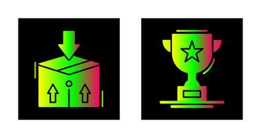 paquete y trofeo icono vector