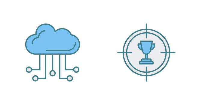 nube informática y objetivo icono vector