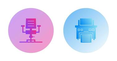 Desk Chair and Printer Icon vector