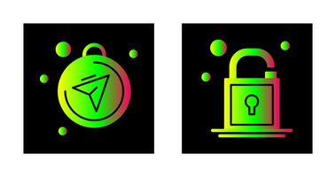 Compass and Open Lock Icon vector