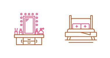 Dressing Table and Bed Icon vector