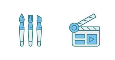 Brushes and Clapper Board Icon vector