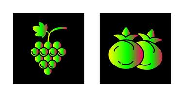 uvas y tomate icono vector