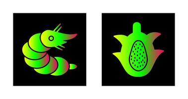 Shrimp and Dragon Fruit Icon vector