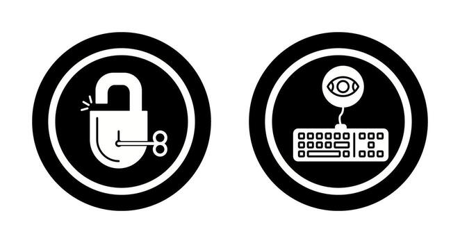 Unlock and Keylogger Icon vector