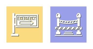 Emergency Sign and Do Not Cross Line, Icon vector