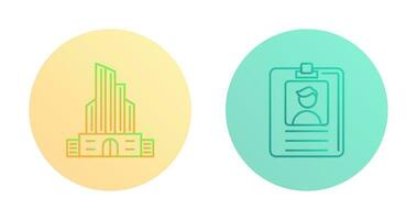 Id Card and Office Building Icon vector