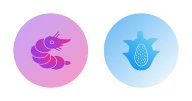 Shrimp and Dragon Fruit Icon vector